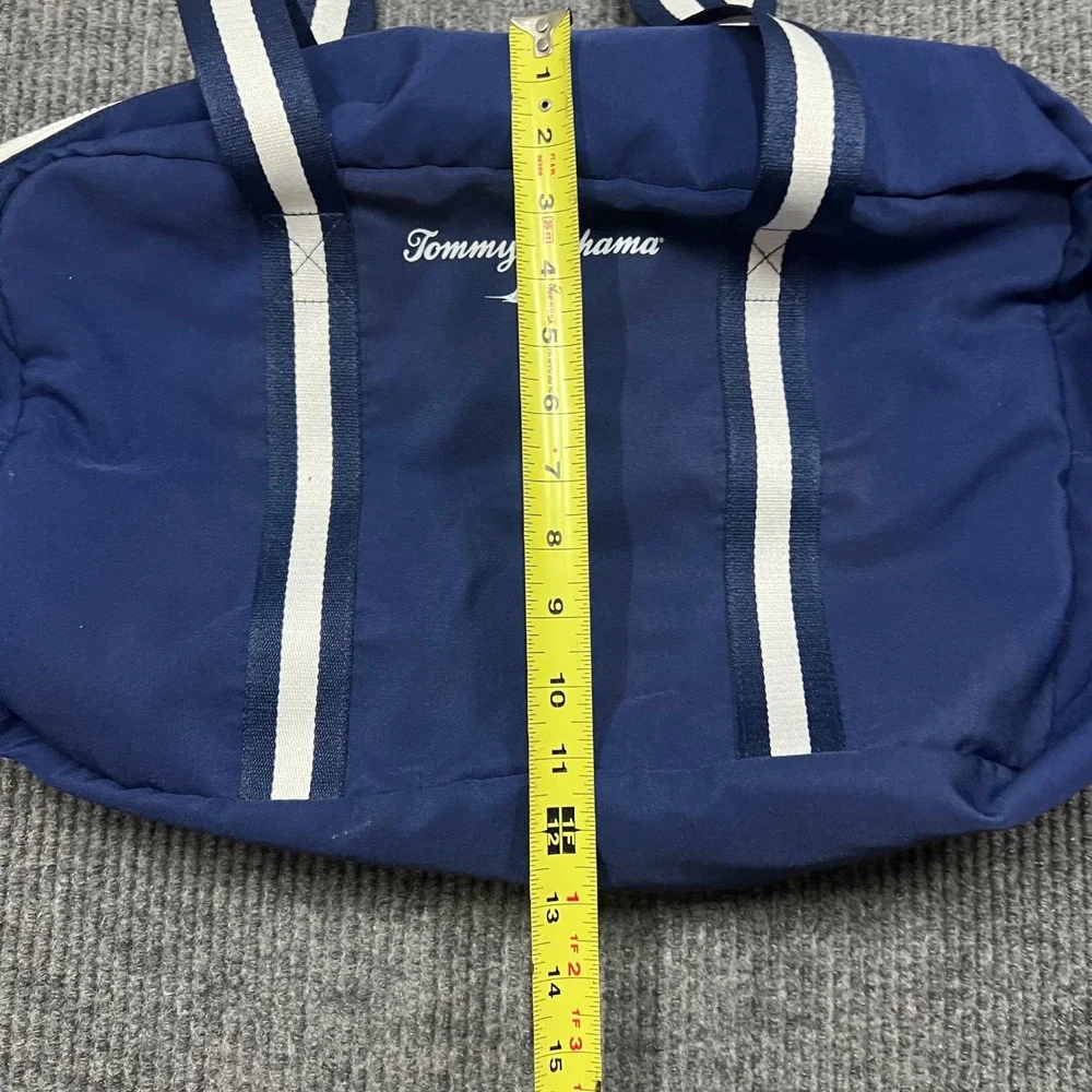 Tommy Bahama Navy Blue Nylon Duffel Bag Marlin Logo Weekend Travel Gym Bag